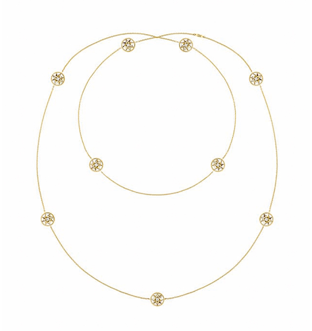 Rose des Vents necklace in yellow gold with diamonds and mother-of-pearl