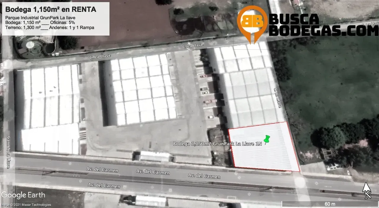 Bodega 1,100m2 En Renta GrunPark La Llave
