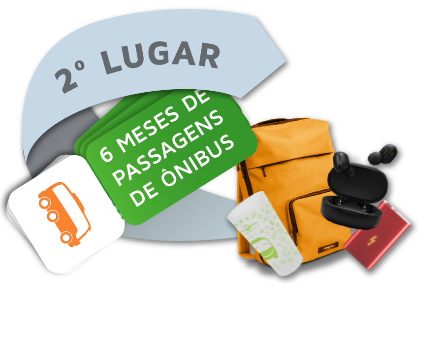 2º lugar: 6 meses de passagens de ônibus + kit de viagem