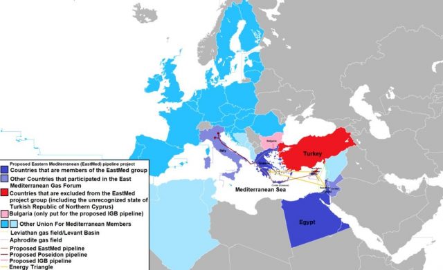 Plánovaná trasa plynovodu EastMed