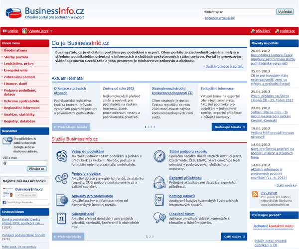 Původní podoba portálu BusinessInfo.cz