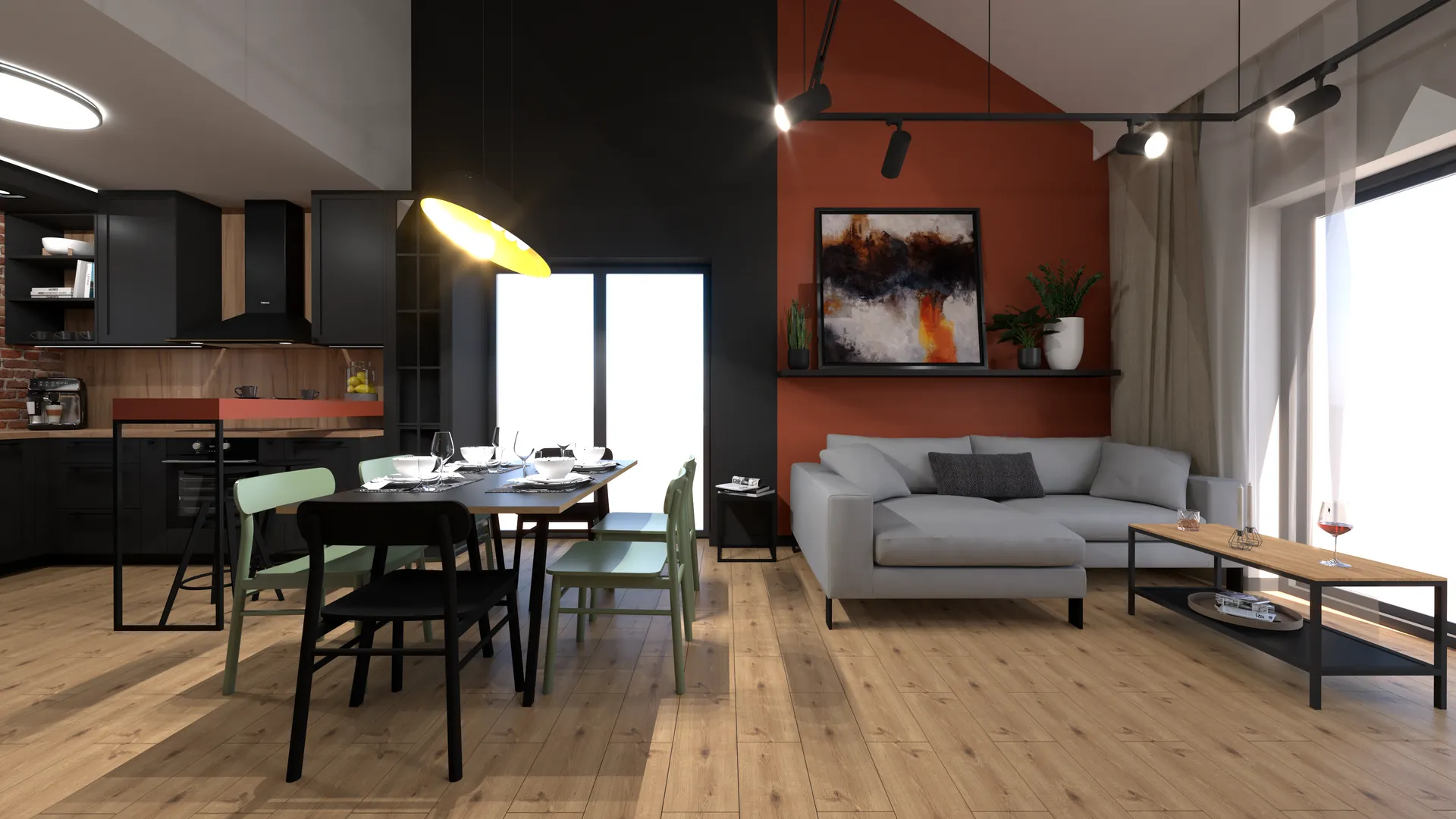 Nowoczesny aneks z salonem