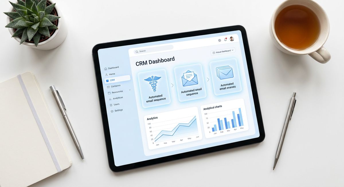 Automated marketing machine dashboard for healthcare professionals