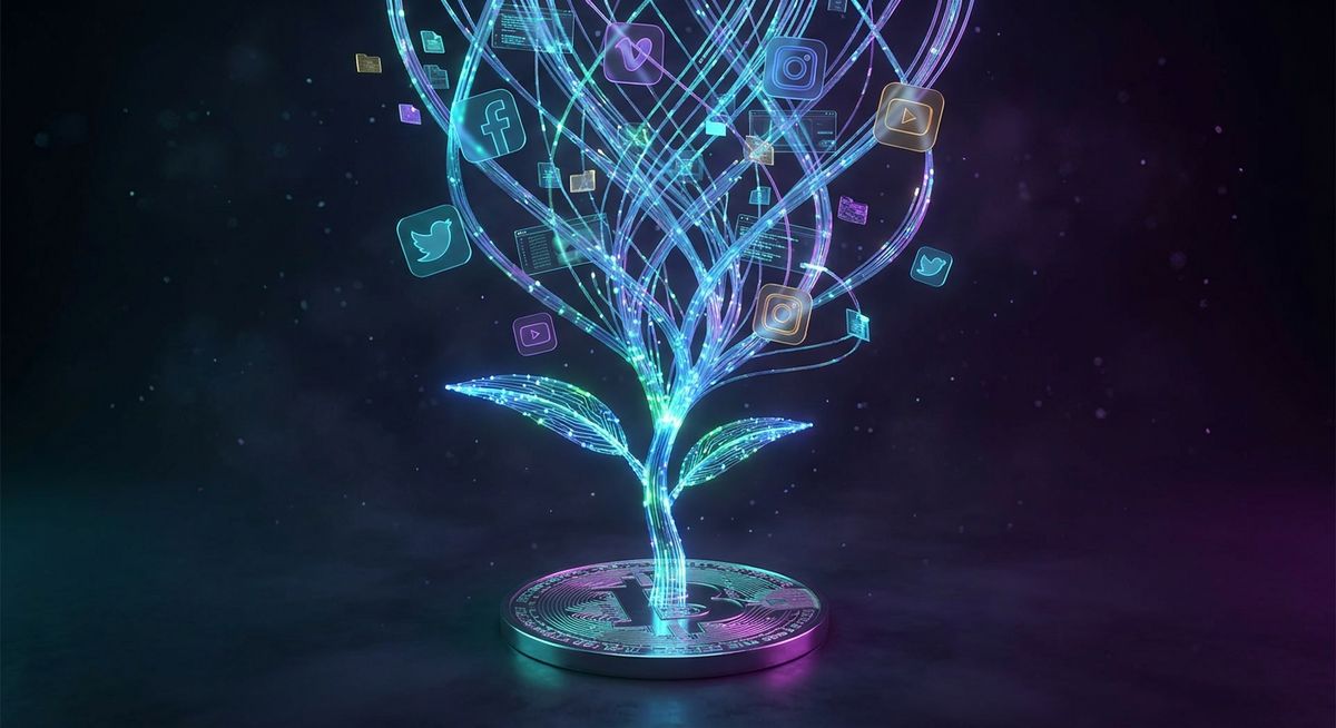 Conceptual 3D rendering of AI-driven financial growth and automation ROI for startups