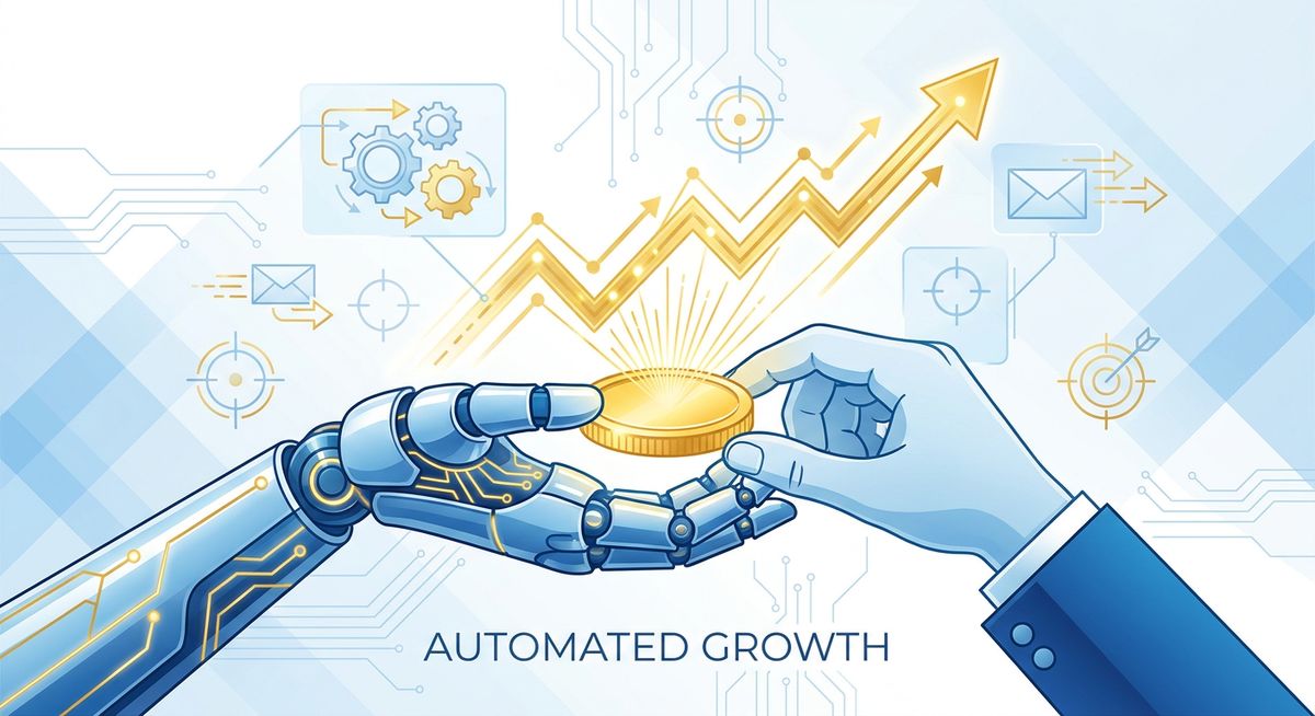 Futuristic AI marketing automation ROI graph