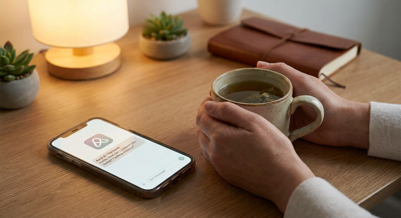 AI Marketing for Therapy Practices: A therapist using a mobile app to manage patient intake