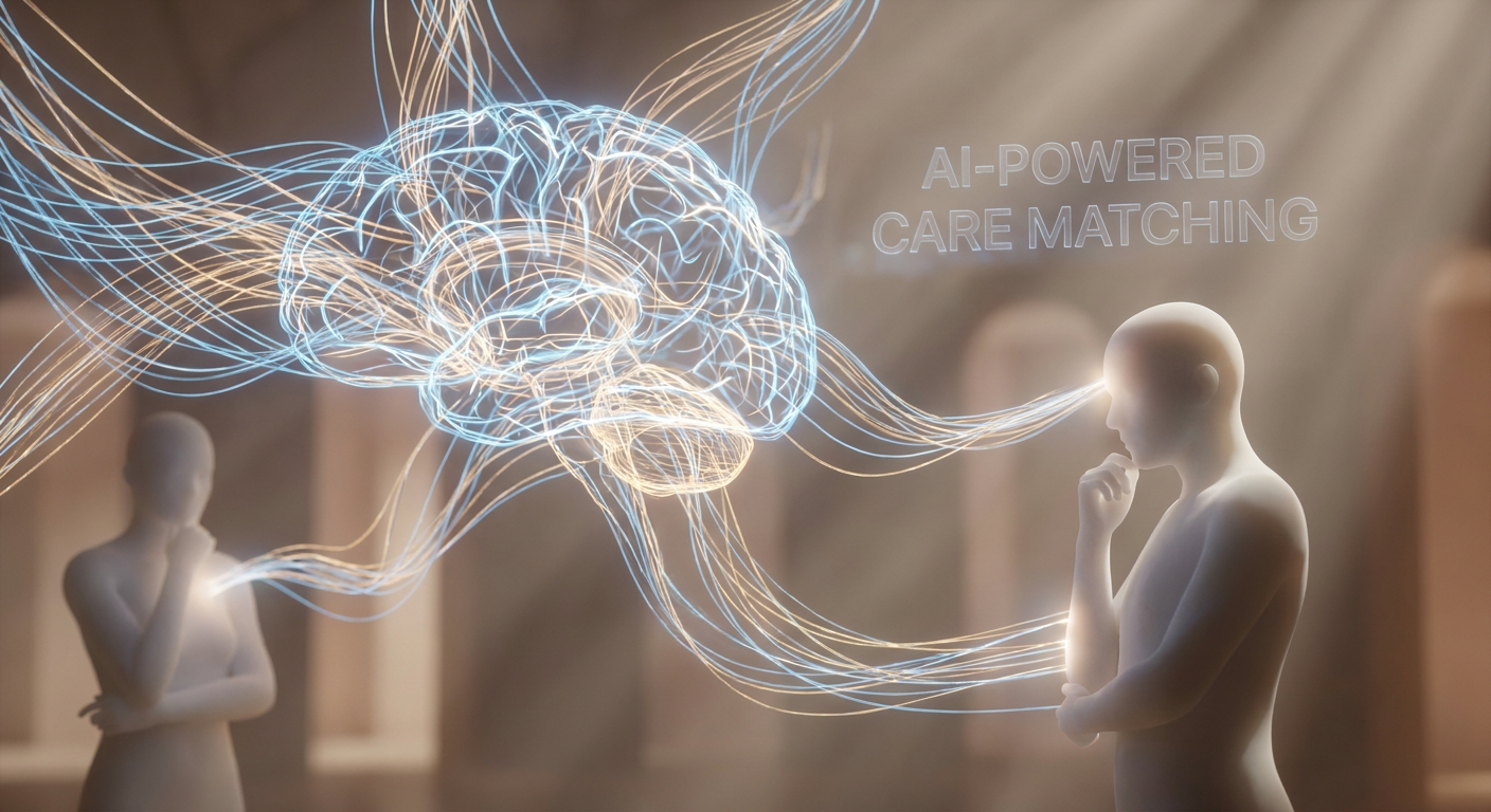 3D rendering conceptualizing AI and predictive modeling in mental healthcare marketing