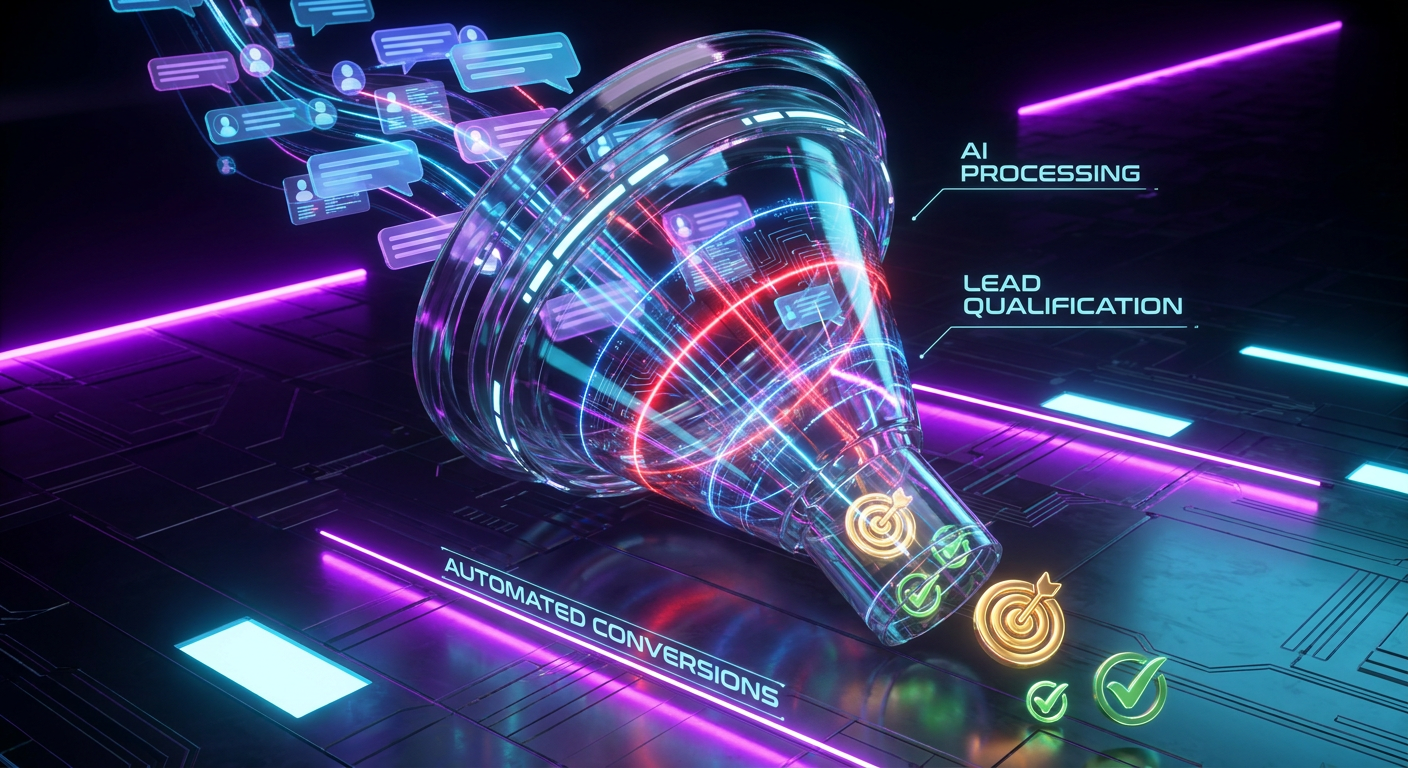 Automated digital marketing funnel processing AI chat conversions
