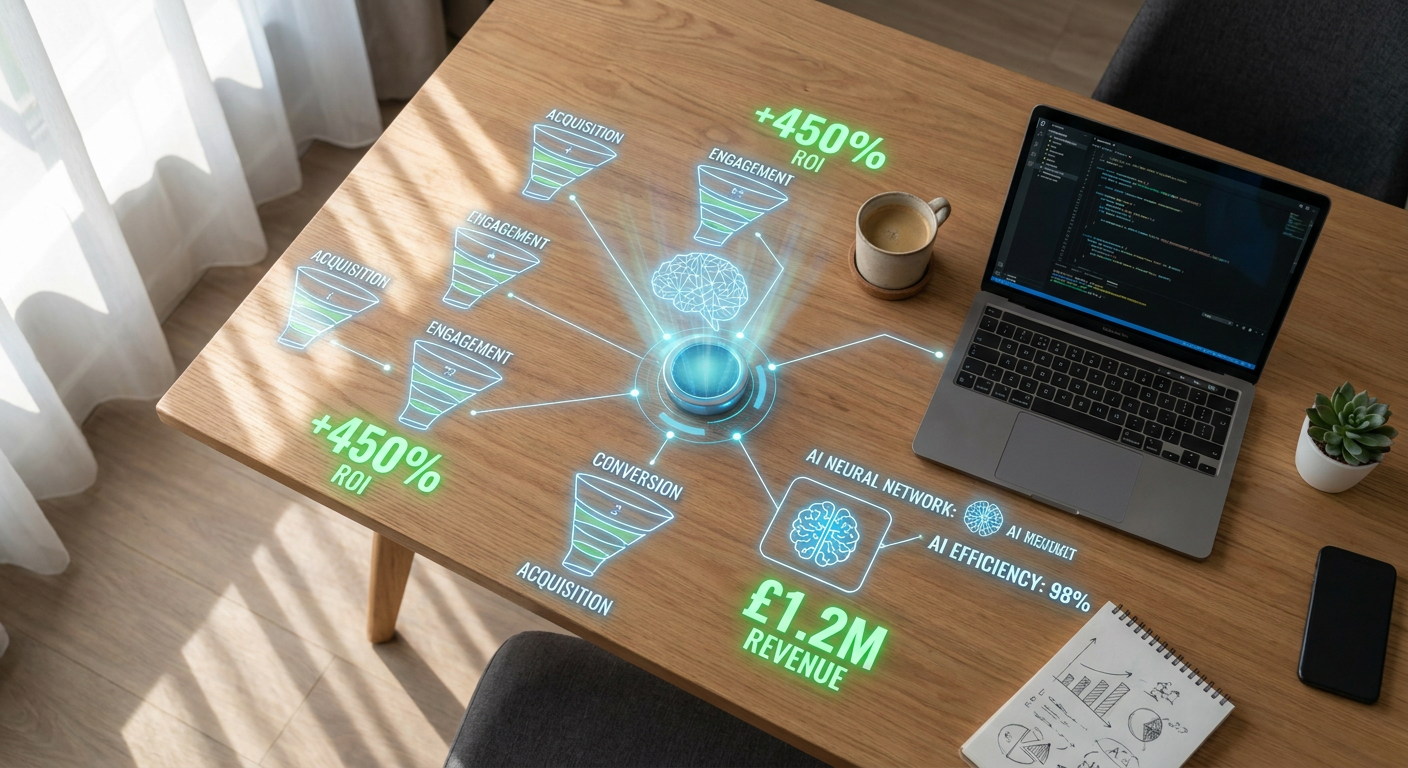 Dashboard showing high ROI and metrics from AI marketing automation software