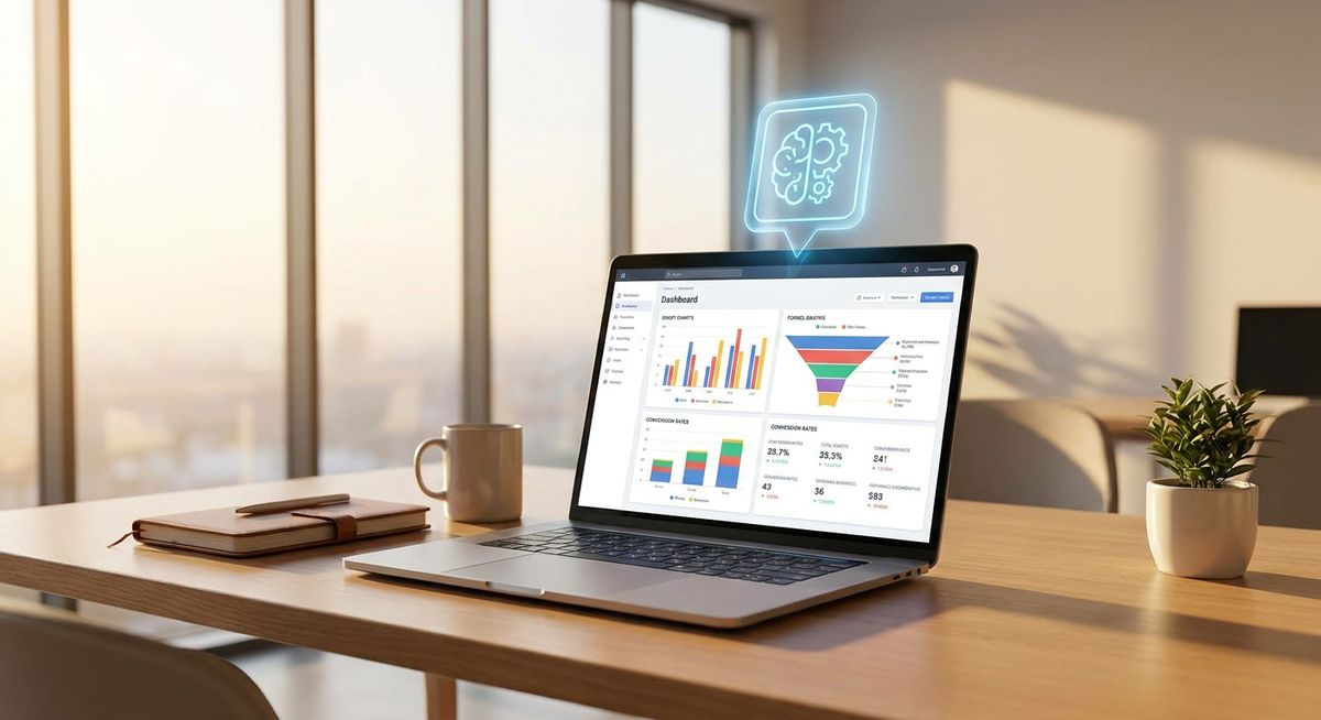 Dashboard showing marketing analytics from the best AI marketing funnel builder