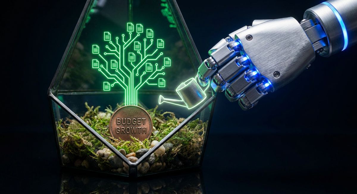 Visual metaphor of scaling business growth using AI marketing automation