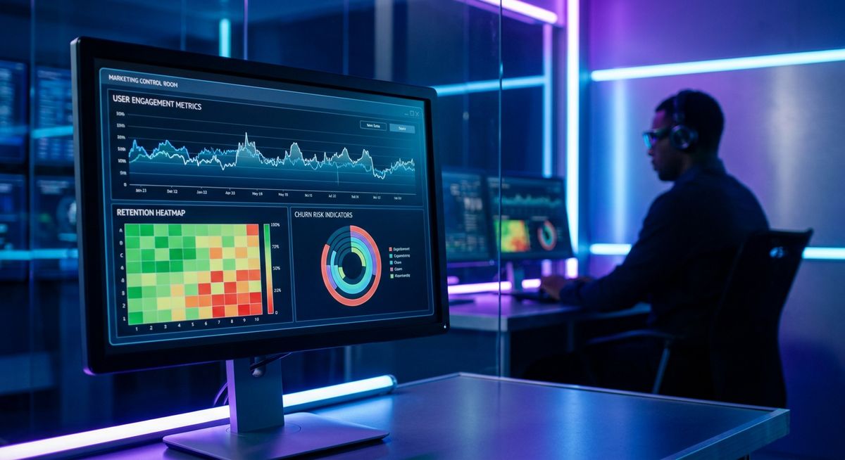 Dashboard showing AI predictive churn analytics for SaaS