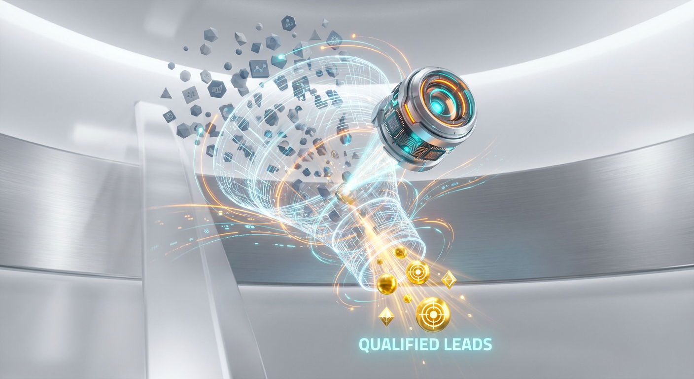 Conceptual 3D render representing AI lead scoring
