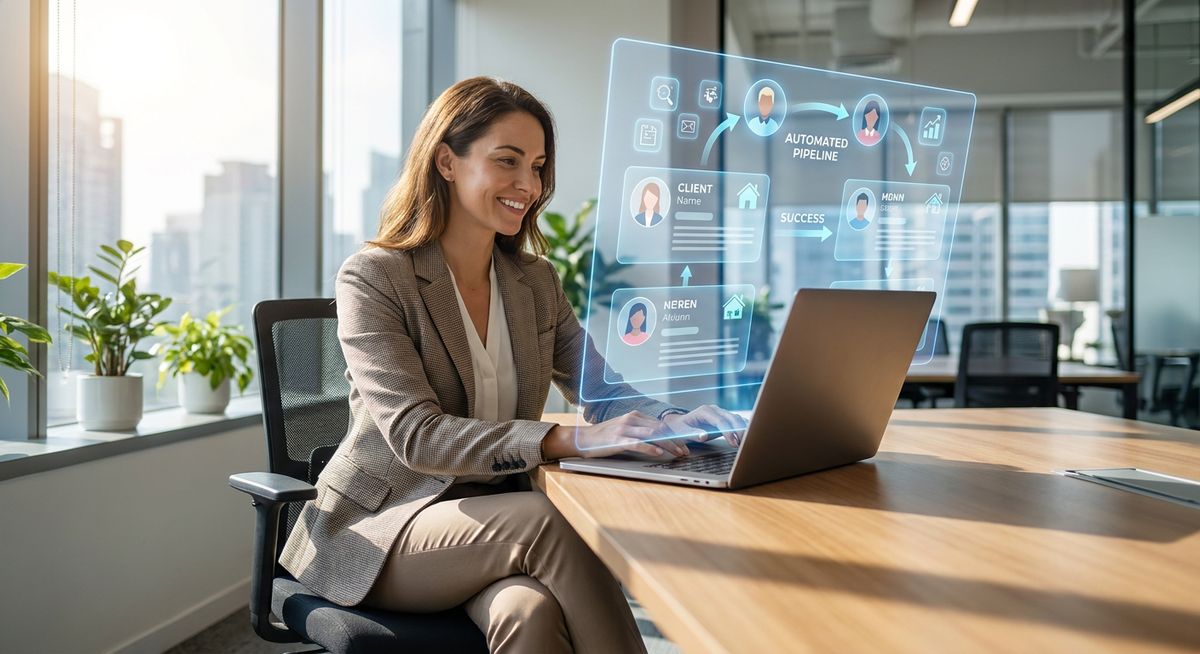 AI Lead Generation for Real Estate: Real Estate Agent utilizing AI CRM dashboard