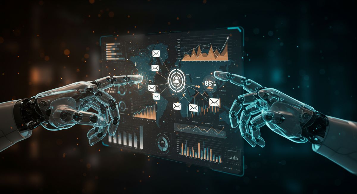 Futuristic representation of AI Marketing Automation software