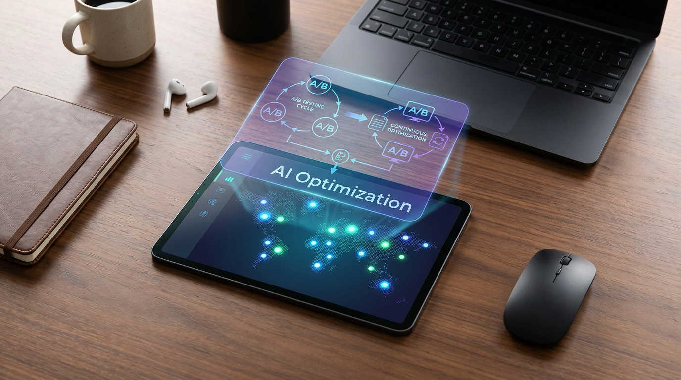 Dashboard showing continuous AI optimization and hyper-personalization across global nodes
