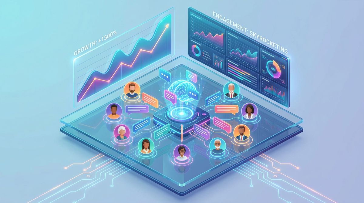 Dashboard showing skyrocketing analytics from a chat AI campaign generator