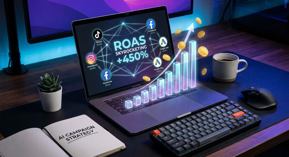 Dashboard showing automated budget allocation across social media icons