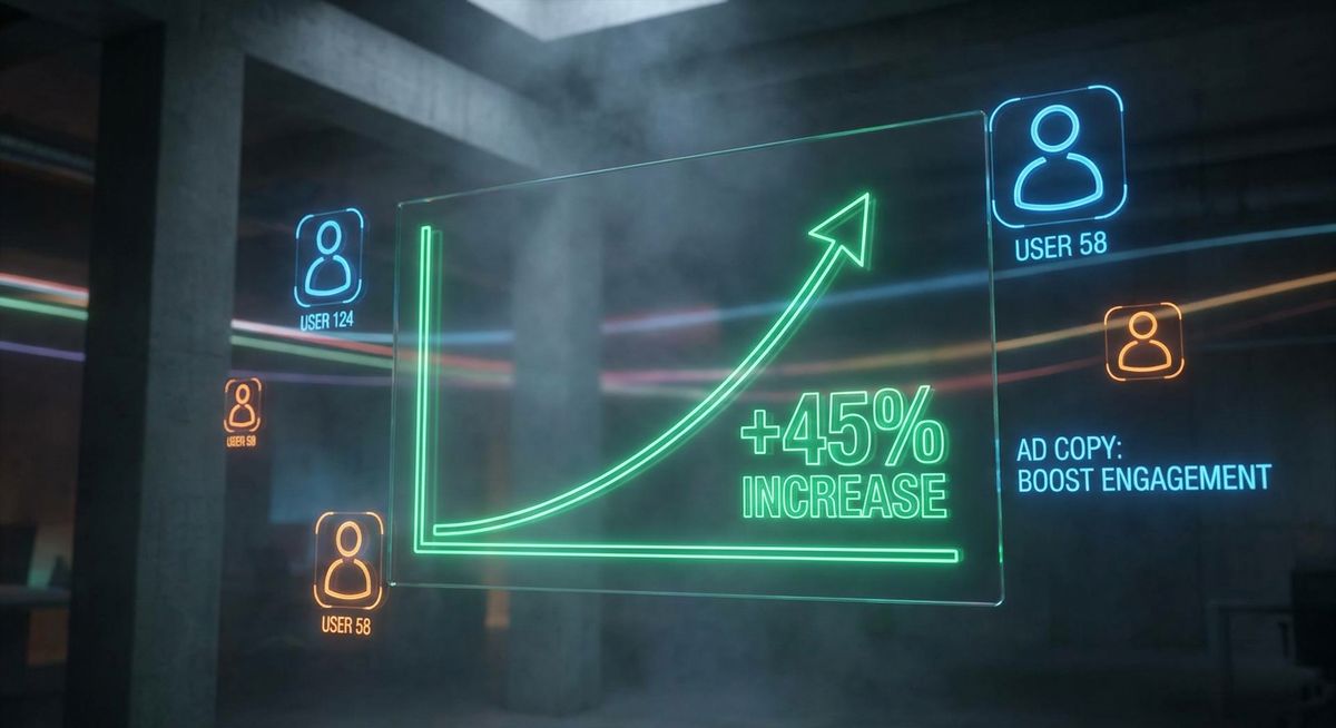 AI Ad Creative Automation ROI dashboard showing increased marketing success