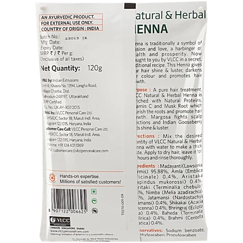 VLCC Natural & Herbal Henna Hair Shine & Darkens Hair Colour, 120 g thumbnail 4