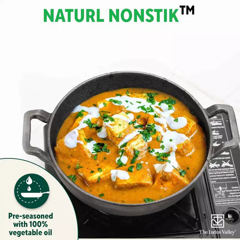 The Indus Valley CASTrong Cast Iron Kadai, Pre-seasoned, Nonstick, 100% Pure, Toxin-free, Induction, 21/25cm, 1.7L/3.3kg thumbnail 10