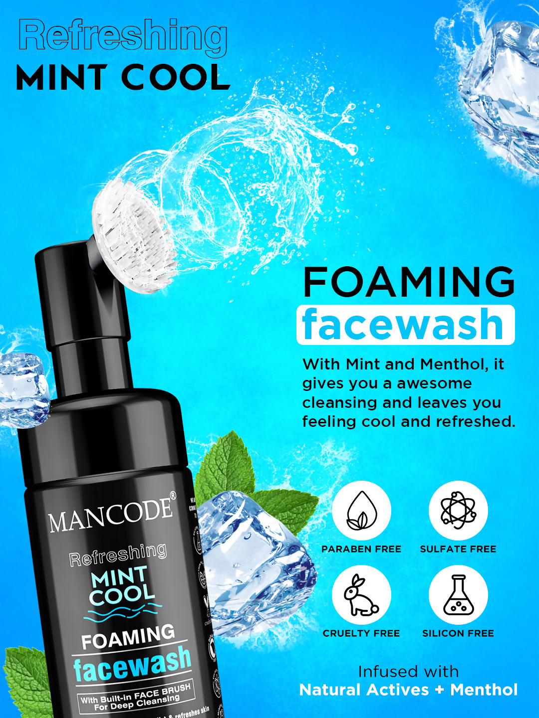 Mancode Refreshing Mint Cool Foaming Face Wash thumbnail 3