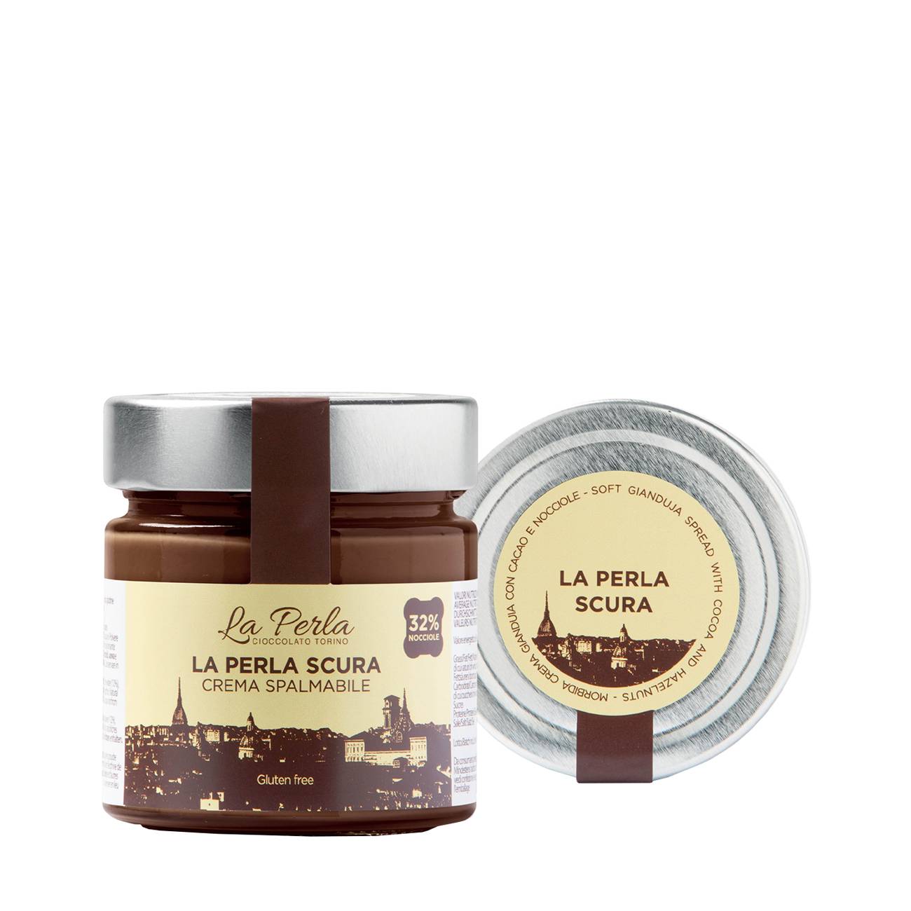 The Dark Pearl Spreadable Cream with Cocoa & Piedmont Hazelnuts (32%). 200 gr