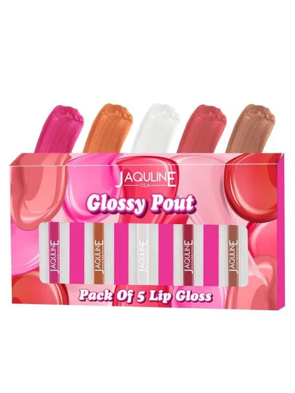 Jaquline USA Set Of 5 Glossy Pout Lip Gloss - 1.2 ml Each
