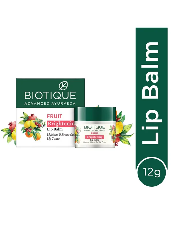 Biotique Fruit Brightening Lip Balm - Reduces Pigmentation & Evens out Lip tone - 12g