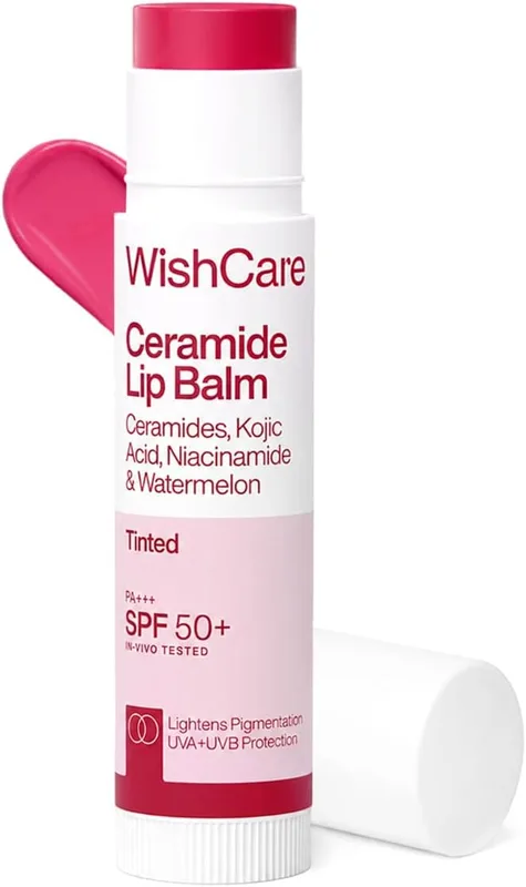 WishCare Tinted Lip Balm SPF 50 PA++++ | Brightening Lip Balm for Dark Lips | In-Vivo Tested | Kojic Acid & Niacinamide | For Women | 5g