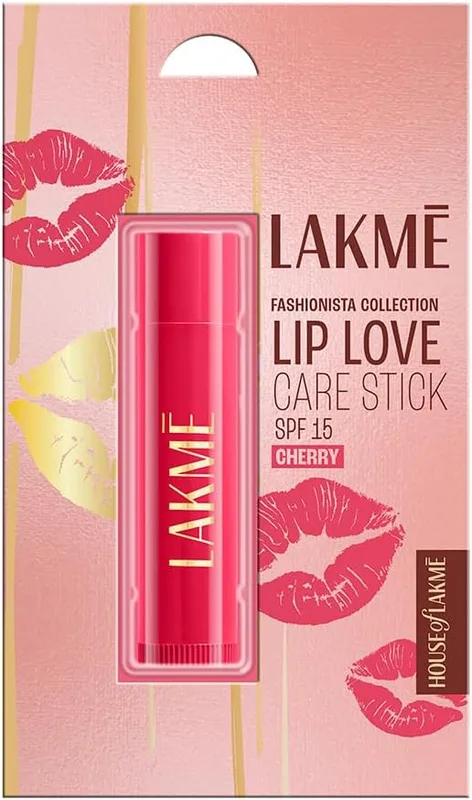 Lakme Lip Love Care Stick Cherry, with 10% Vitamin E Complex, nourished with Shea & Cocoa Butter and enriched with Almond & Jojoba Oil for 24hr moisturization in just 1 swipe, with SPF 15, 4.5g
