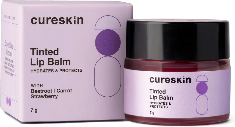 Cureskin Tinted Lip Balm For Women And Men |Hydrates & Protects For Lip Tint With Beetroot,Carrot & Strawberry |Lip Lightening Balm For Dark Lips |Tinted Lip Balm For Dark Lips To Lighten,1 Count