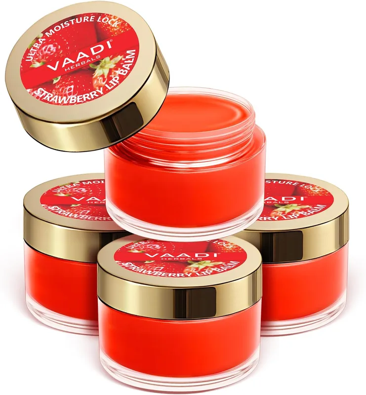 Vaadi Herbals Lip Balm, Strawberry And Honey, 10g (Pack Of 4)