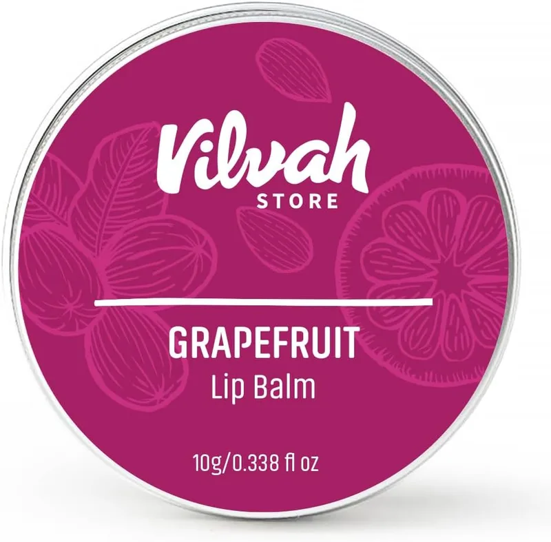 Vilvah Grapefruit Lip Balm for Dry, Chapped & Cracked Lips | Heals, Nourishes, Hydrates & Adds Natural Tint | Nourishing Shea Butter Formula | 10g