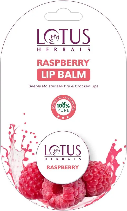 Lotus Herbals Lip Balm - Raspberry | For Dry & Cracked Lips | 5g