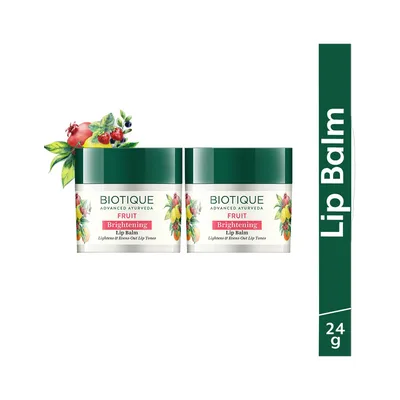 BIOTIQUE Fruit Brightening Lip Balm | De-pigmentation | Lightens & Evens-out Lip Tones Fruit