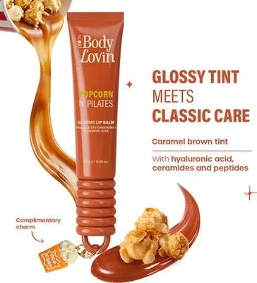 Plum BodyLovin' Popcorn N' Pilates Glassic Lip Balm | Caramel Brown Gloss Tint Caramel Brown