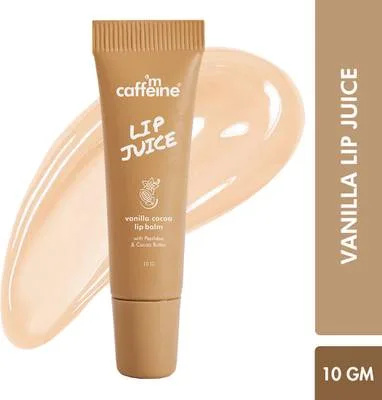 mCaffeine Lip Juice Vanilla Cocoa Lip Balm | 24 hrs Moisturization | Sweet Vanilla Flavor Vanilla Cocoa