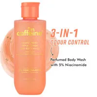 mCaffeine Island Fresh 3-in-1 Perfume Body Wash - Odour Control, 5% Niacinamide, Musky Scent