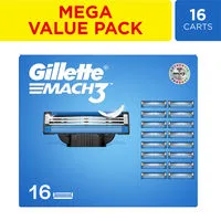 Gillette Mach 3, Shaving Blades For Men, 16 Cartridges, Mega Savings Pack