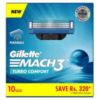 Gillette Mach 3 Turbo, Pro Shaving Blades For Men, 10 Cartridges, Super Value Pack