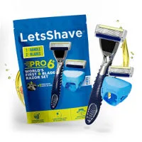LetsShave Pro 6 Plus Manual Shaving Razor for Men 6 Blade Razor with Back Precision Trimmer