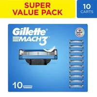 Gillette Mach 3, Shaving Razor Blades For Men, 10 Cartridges, Super Value Pack