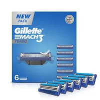 Gillette Mach 3 Turbo, Pro Shaving Razor Blades For Men, 6 Cartridges, Value Pack