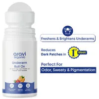 Aravi Organic Underarm Roll On - 5% AHA BHA + Kojic Acid For Dark Pigmentation & Odor Control
