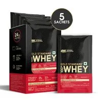 Optimum Nutrition Gold Standard 100% Whey - Vanilla Ice Cream - Pack Of 5 with Single Serve Sachets
