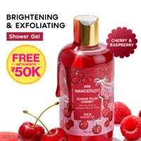 Wanderlust Sugar Plum Cherry Perfume Shower Gel With Cica, Vitamin E (Raspberry, Rose Perfume)