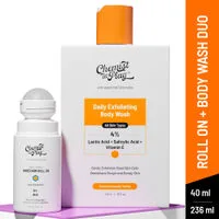 Chemist At Play Lactic Acid Exfoliating Body Wash (236)& AHA Underarm Roll OnShower gel & Deo Combo