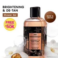 Wanderlust Midnight in New York Hydrating Body Wash Niacinamide Vit E Musk Orchid Caramel Lily
