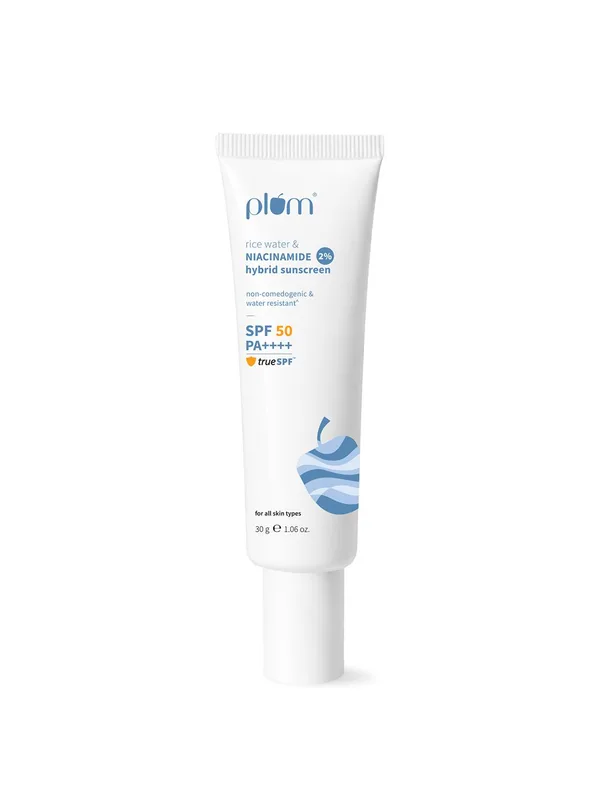Plum Rice Water & 2% Niacinamide SPF50 PA++++ Hybrid Sunscreen - 30 g